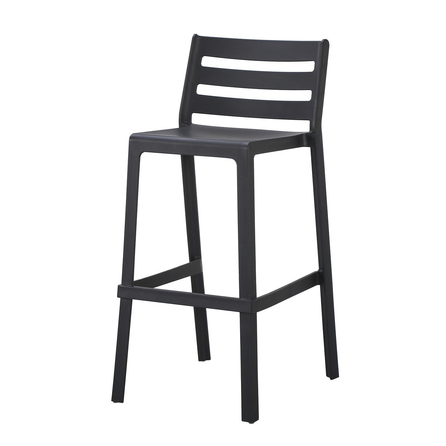 Commercial Slatted Back PP Bar Stool One-Piece Injection Molded Stackable Plastic Counter Bar Chair for Bar Cafe Hotel Patio Wholesale