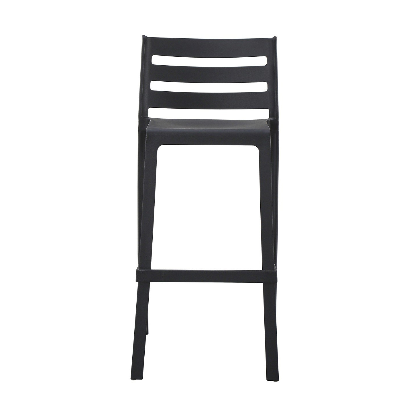 Commercial Slatted Back PP Bar Stool One-Piece Injection Molded Stackable Plastic Counter Bar Chair for Bar Cafe Hotel Patio Wholesale