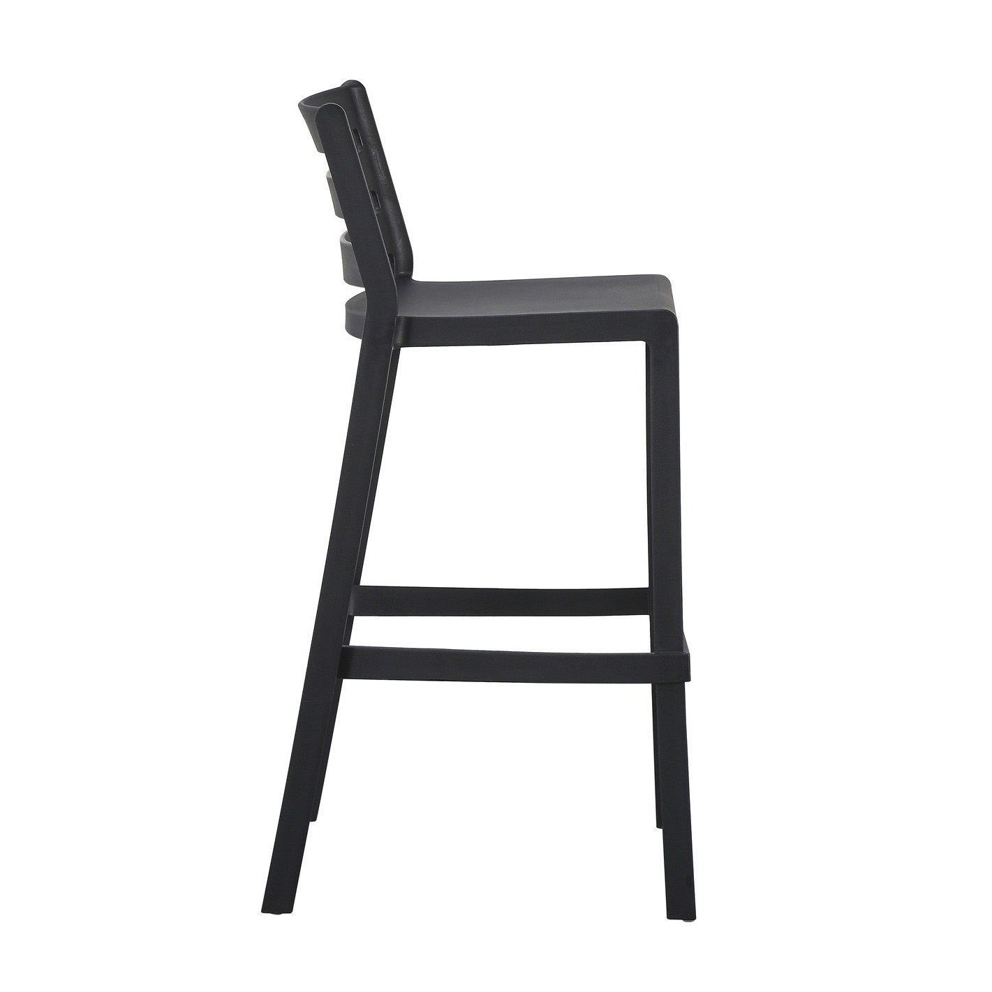 Commercial Slatted Back PP Bar Stool One-Piece Injection Molded Stackable Plastic Counter Bar Chair for Bar Cafe Hotel Patio Wholesale