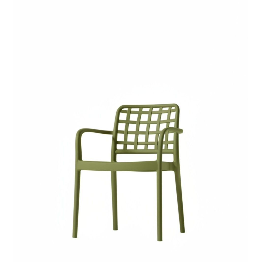 Wholesale Plastic Dining Armchair with Woven Backrest | Commercial Outdoor PP Chair