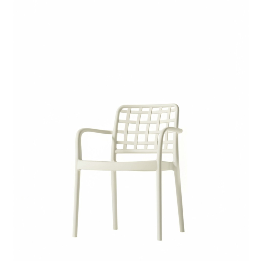 Wholesale Plastic Dining Armchair with Woven Backrest | Commercial Outdoor PP Chair