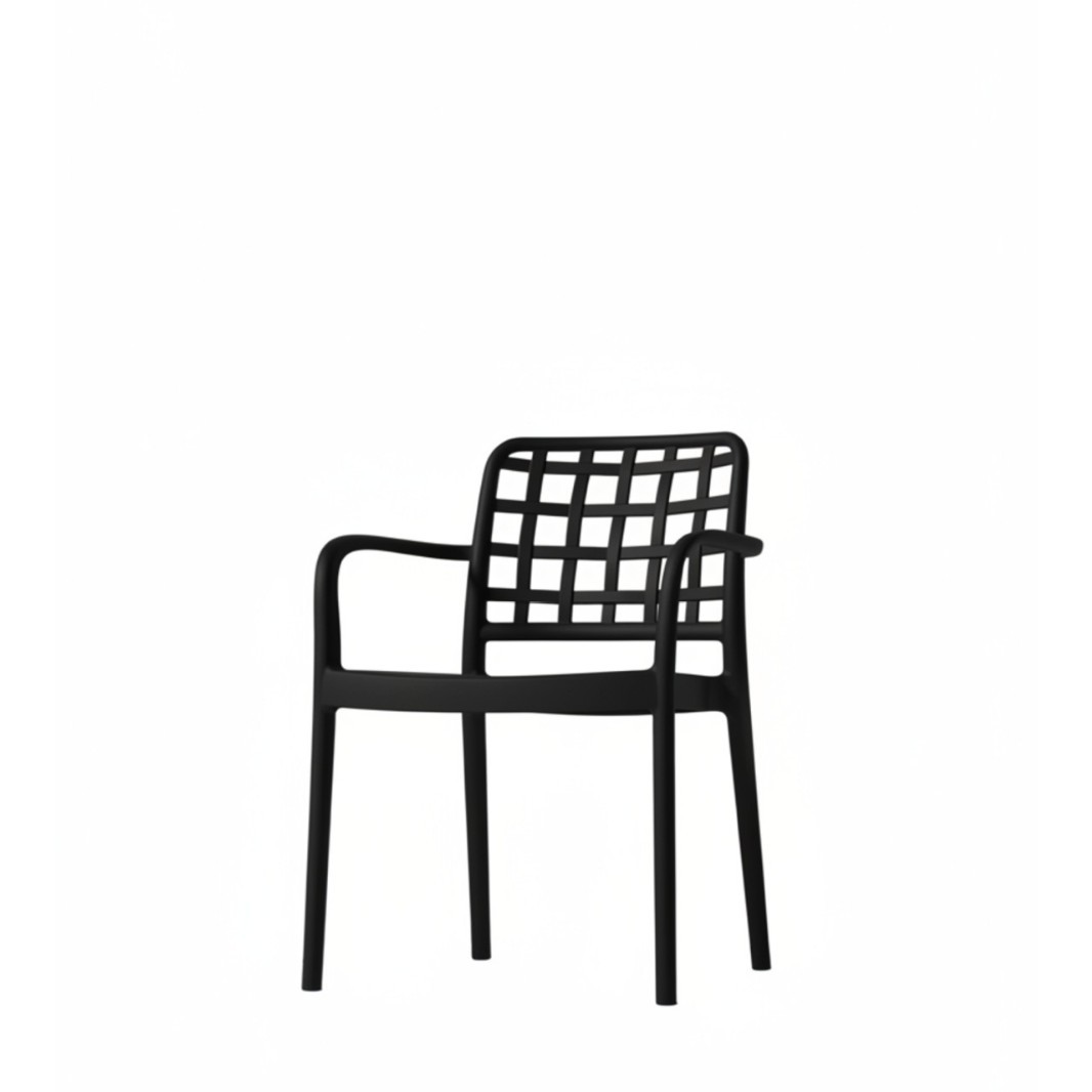 Wholesale Plastic Dining Armchair with Woven Backrest | Commercial Outdoor PP Chair