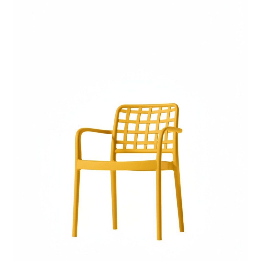 Wholesale Plastic Dining Armchair with Woven Backrest | Commercial Outdoor PP Chair