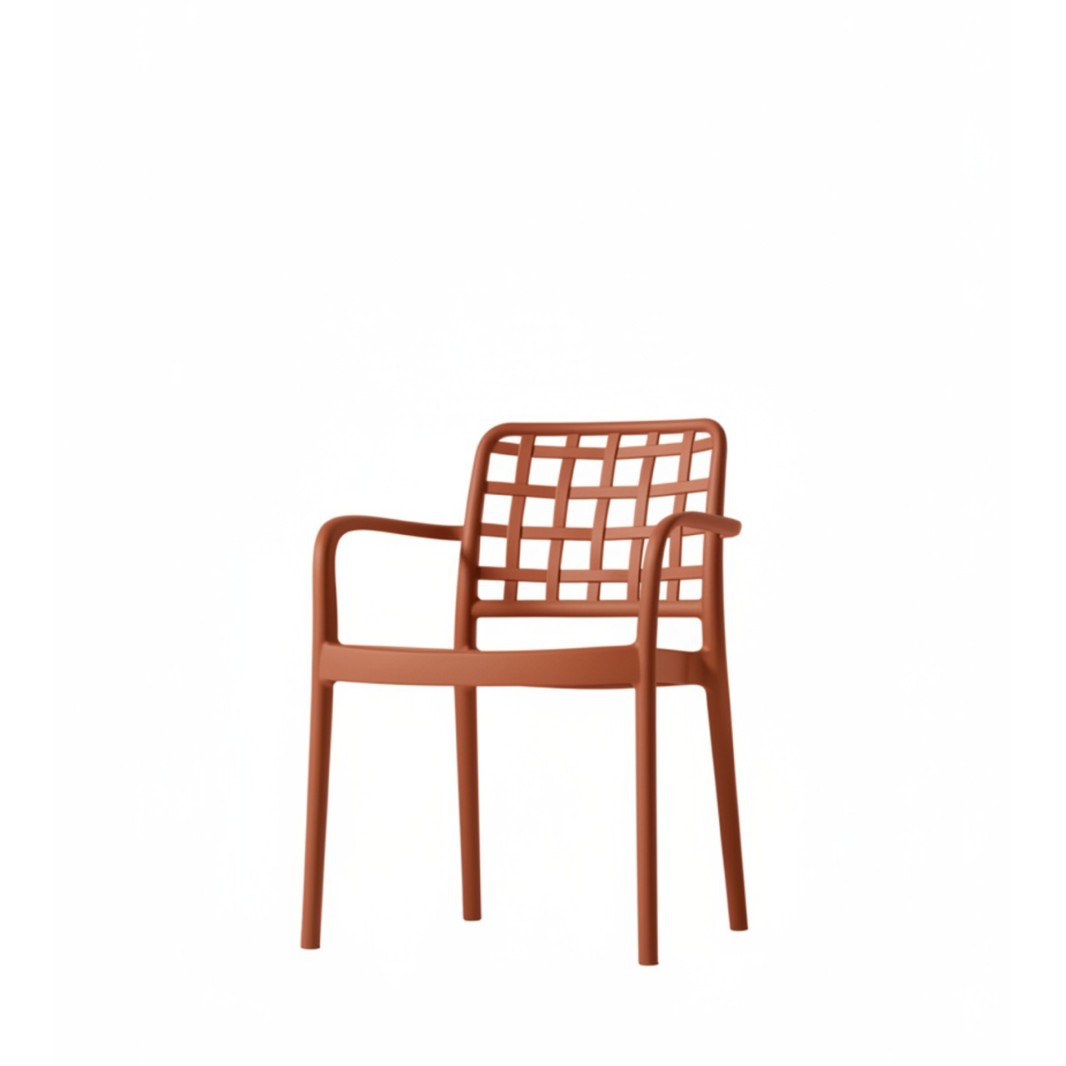Wholesale Plastic Dining Armchair with Woven Backrest | Commercial Outdoor PP Chair