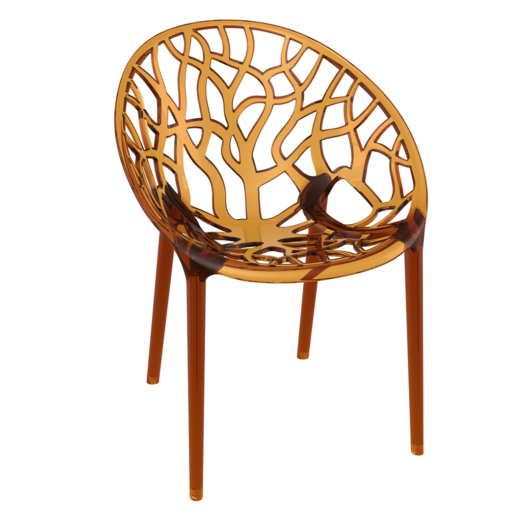 Crystal transparent amber openwork armchair-PP Chair