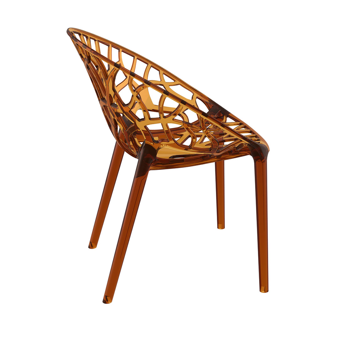 Crystal transparent amber openwork armchair-PP Chair