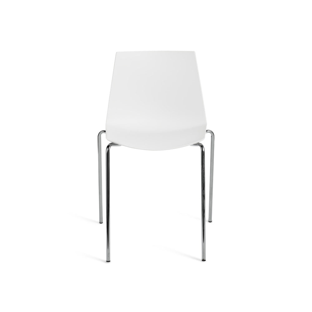 Stackable White Plastic Chair With Chromed Metal Feet-PP Chair
