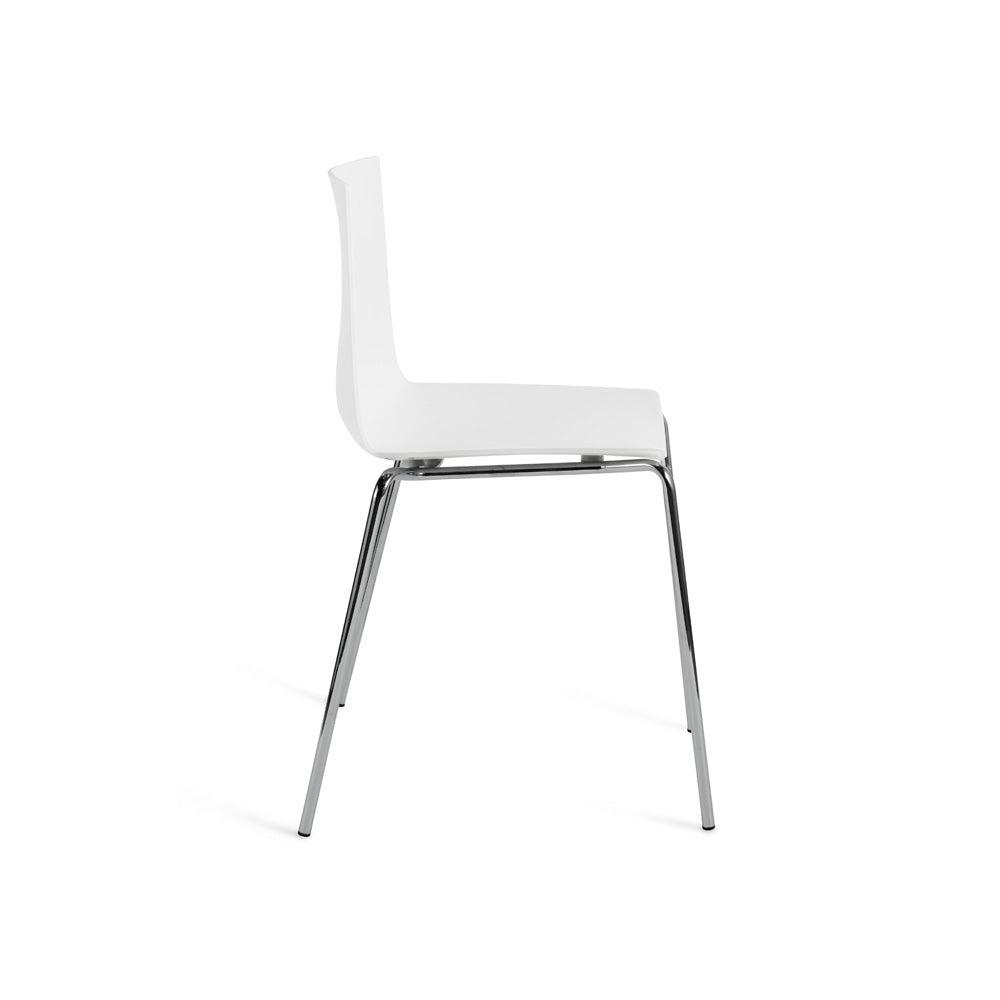 Stackable White Plastic Chair With Chromed Metal Feet-PP Chair
