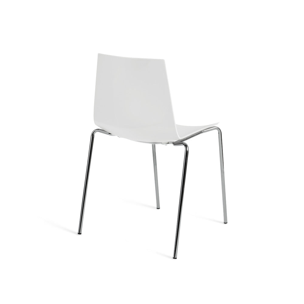 Stackable White Plastic Chair With Chromed Metal Feet-PP Chair