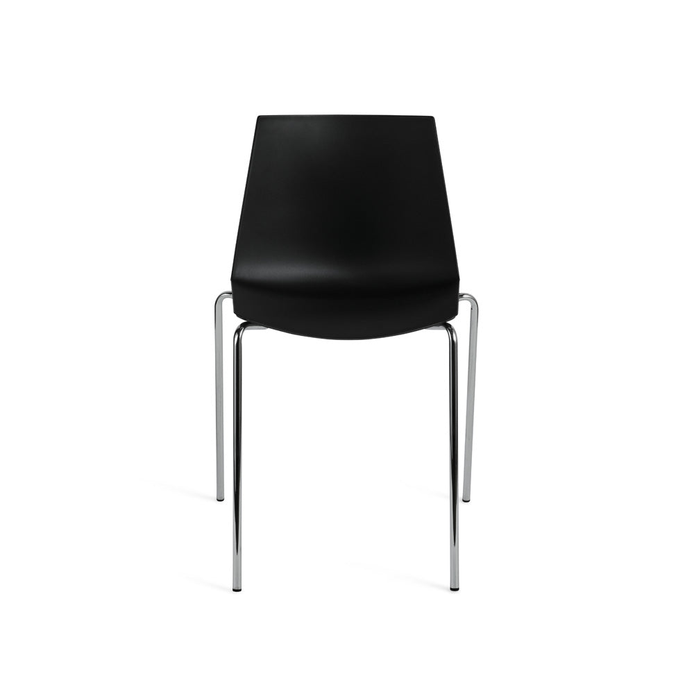 Stackable Black Plastic Chair With Chromed Metal Feet-PP Chair