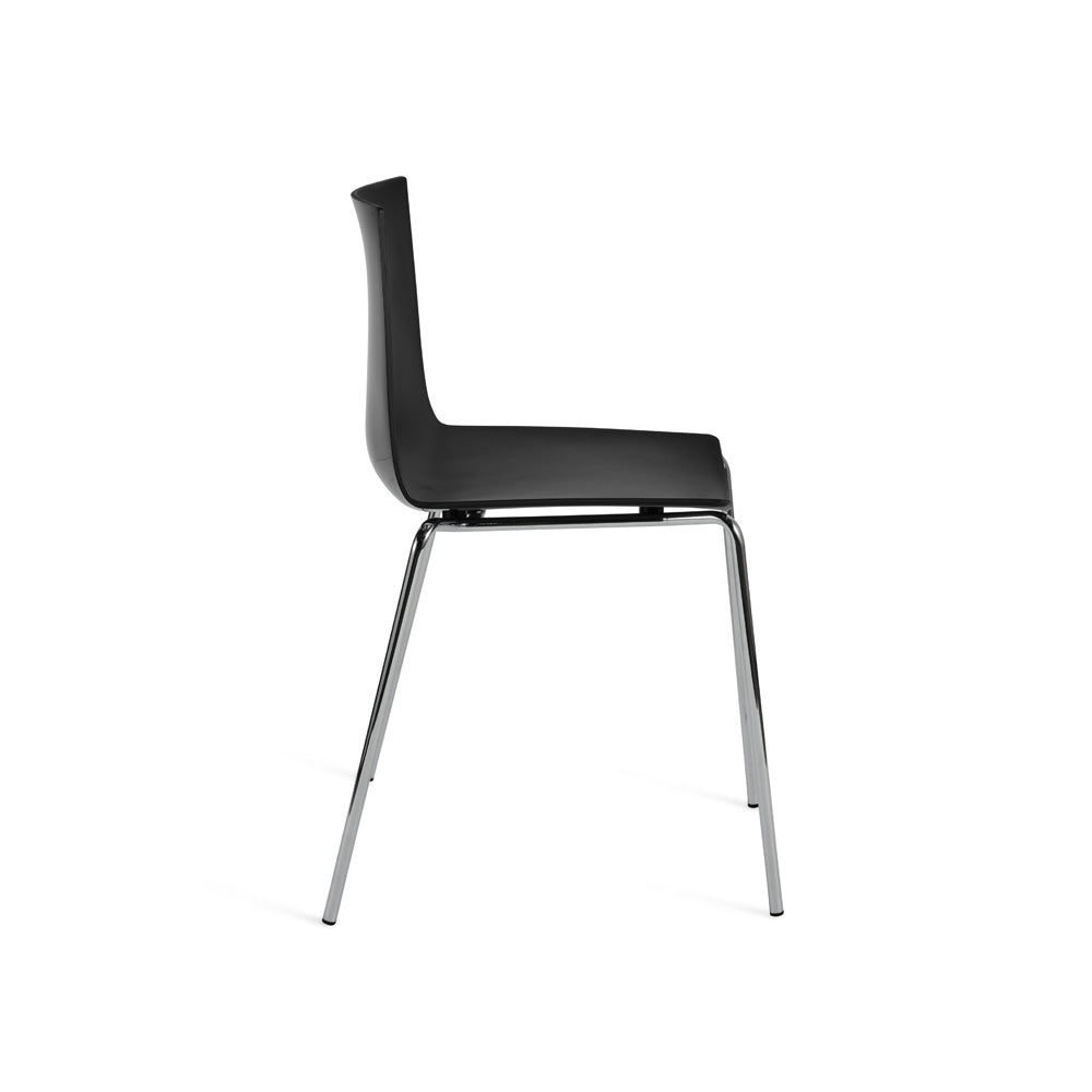 Stackable Black Plastic Chair With Chromed Metal Feet-PP Chair