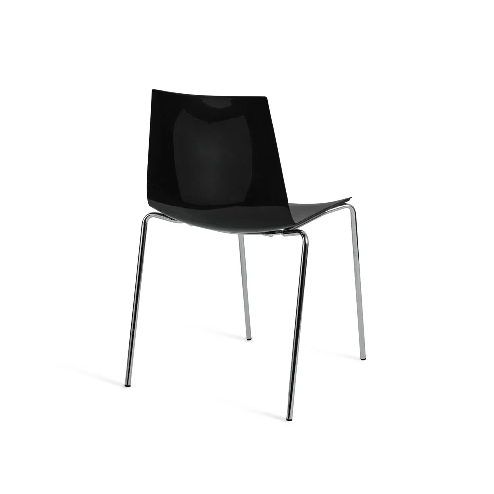 Stackable Black Plastic Chair With Chromed Metal Feet-PP Chair