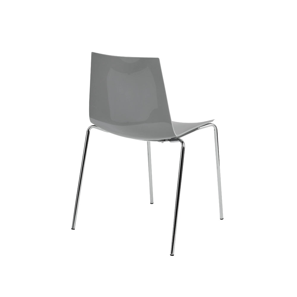 Stackable Grey Plastic Chair With Chromed Metal Feet-PP Chair