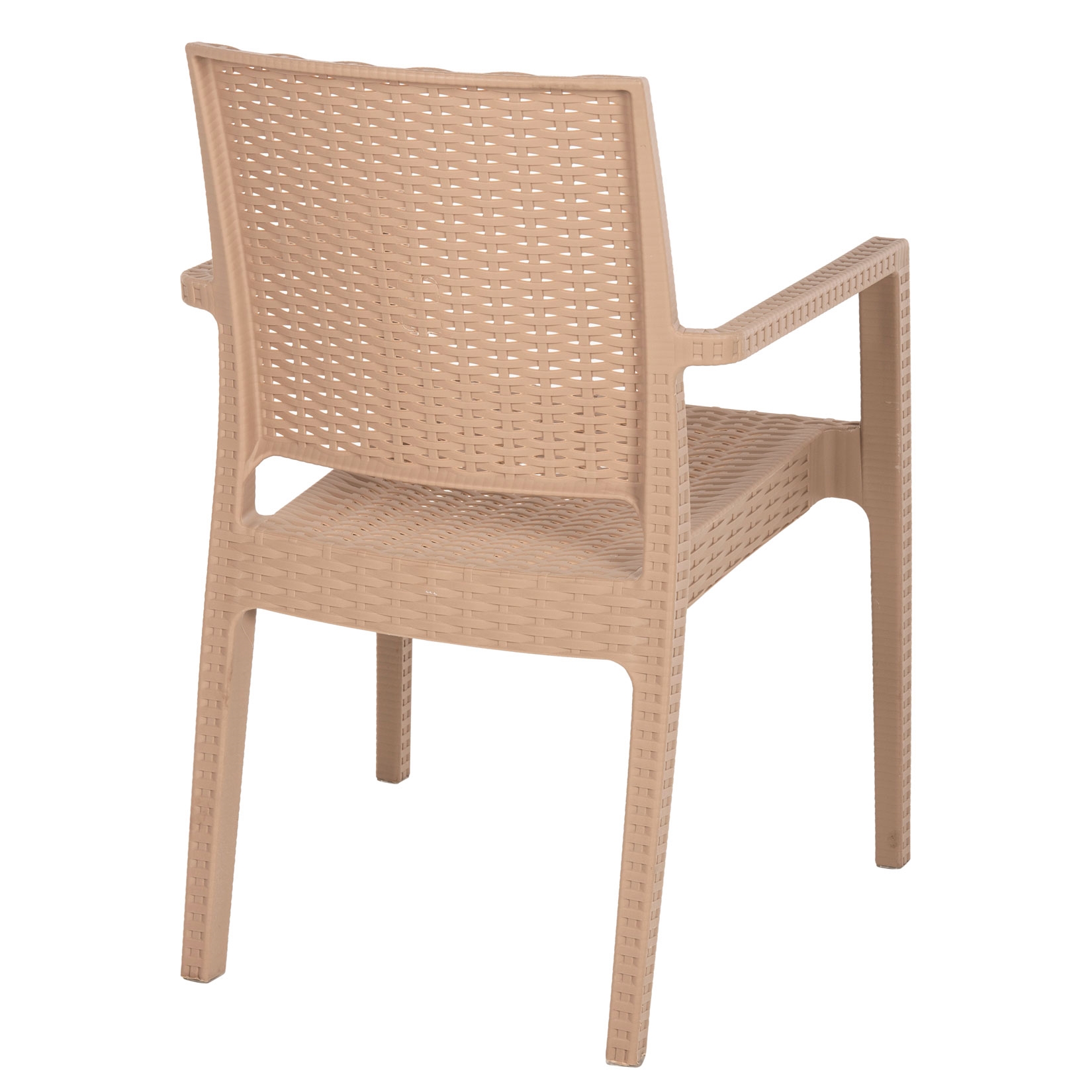 Rattan Style Polypropylene Armchair with Armrests for Outdoor Dining & Hospitality Use