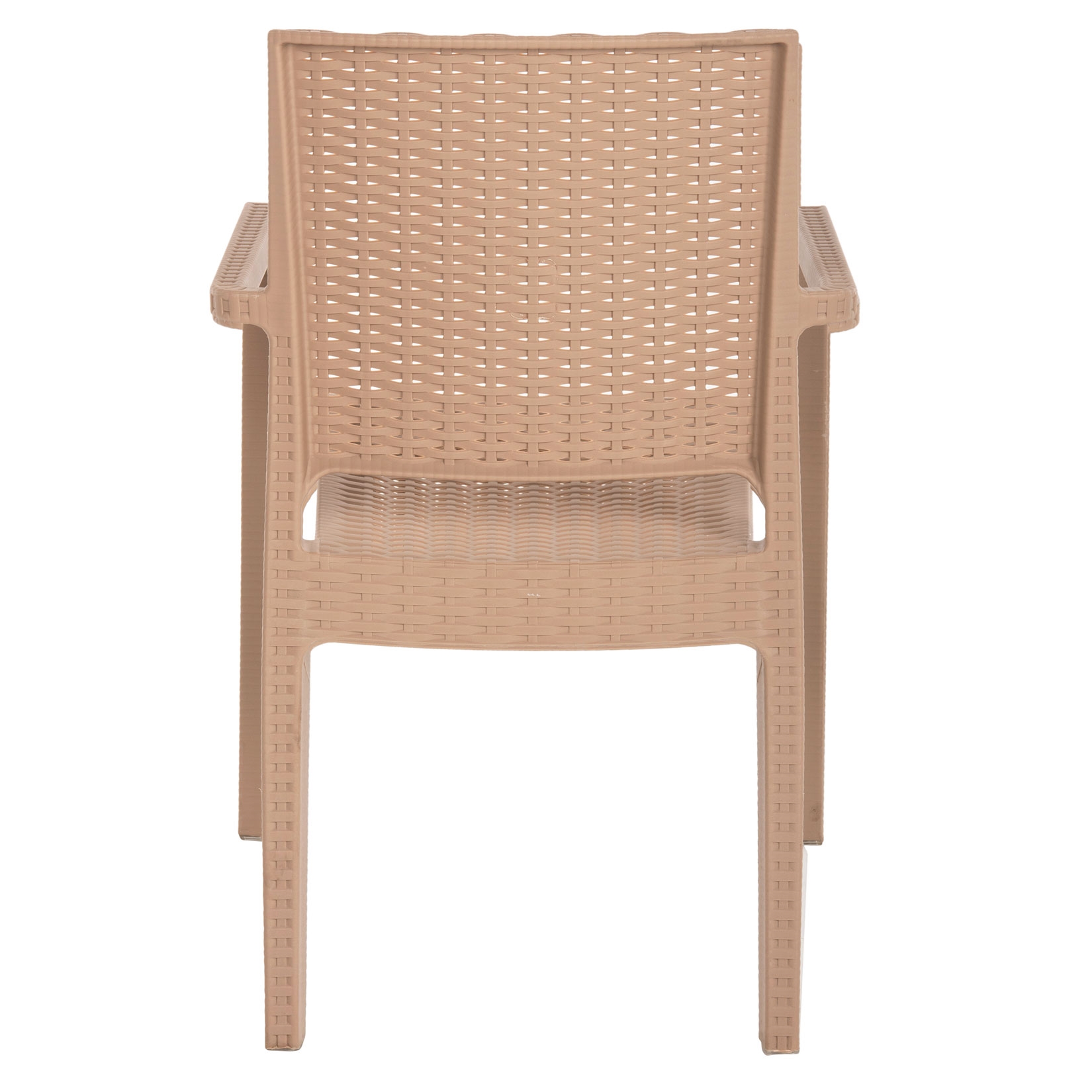 Rattan Style Polypropylene Armchair with Armrests for Outdoor Dining & Hospitality Use