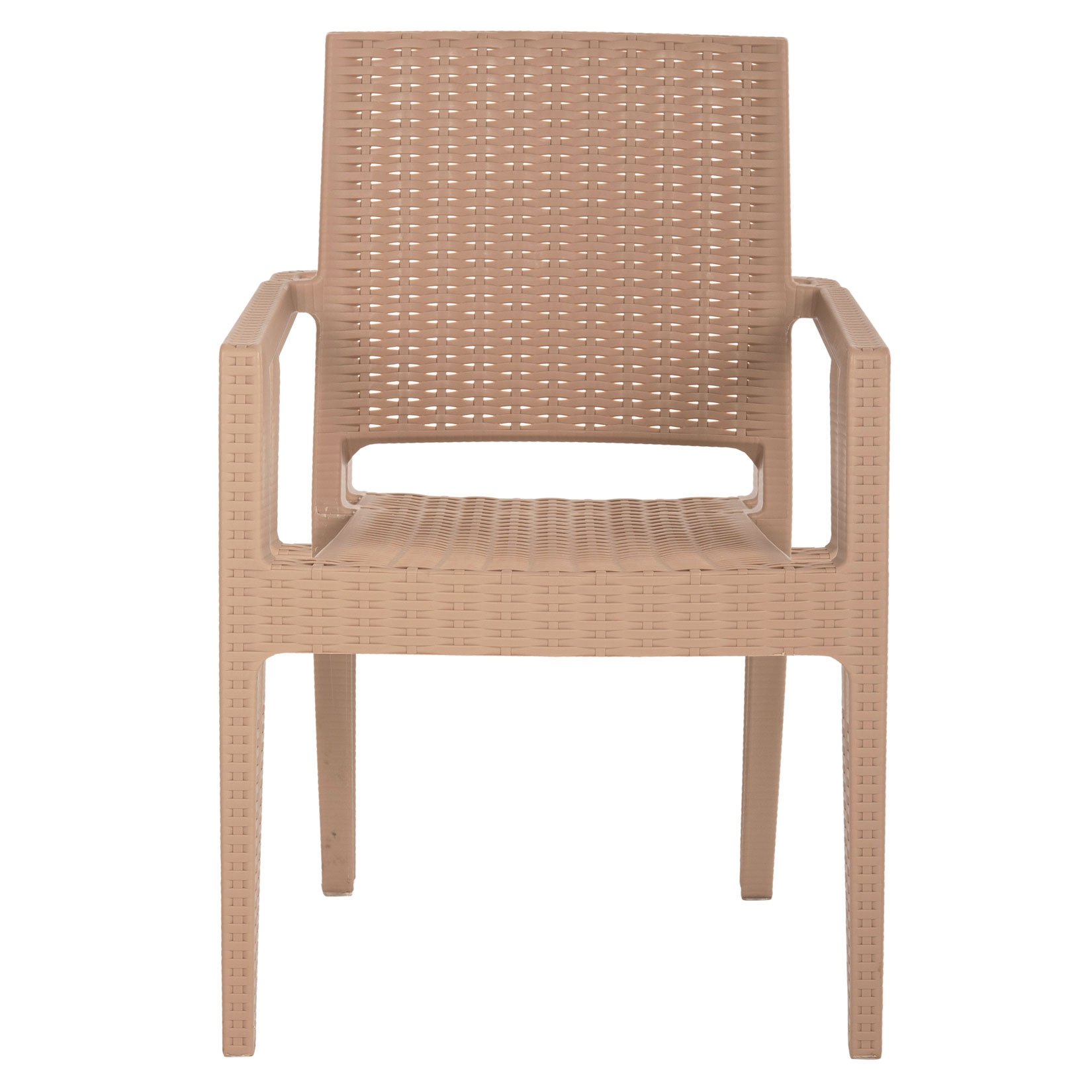 Rattan Style Polypropylene Armchair with Armrests for Outdoor Dining & Hospitality Use