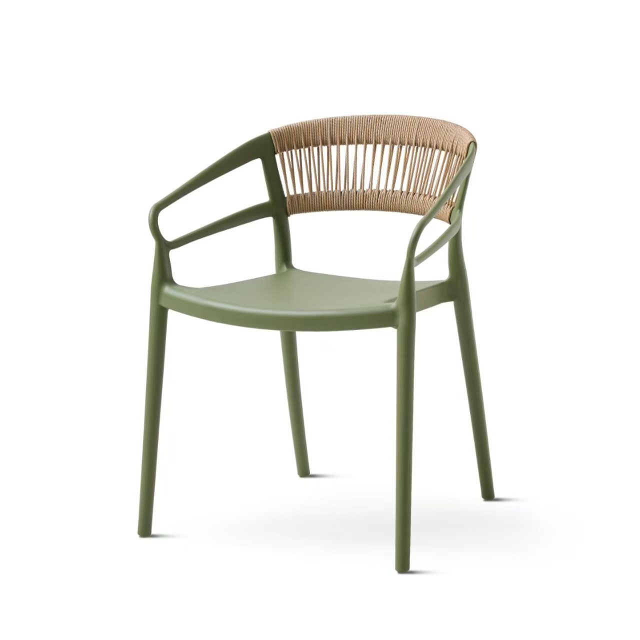 Wholesale Stackable Plastic Outdoor Armchair with Woven Webbing for Patio & Cafe