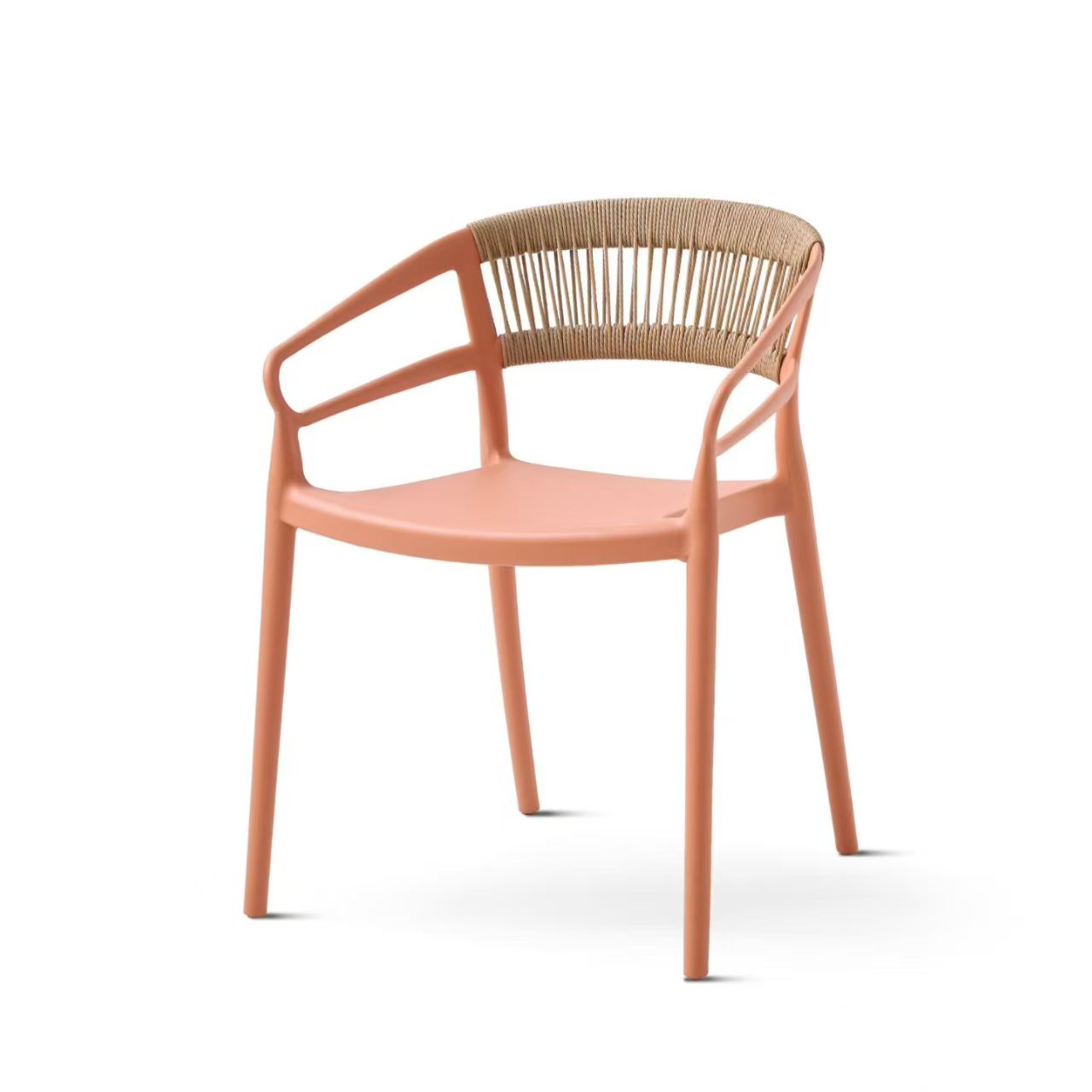 Wholesale Stackable Plastic Outdoor Armchair with Woven Webbing for Patio & Cafe