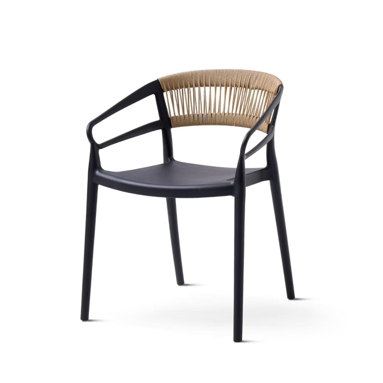 Wholesale Stackable Plastic Outdoor Armchair with Woven Webbing for Patio & Cafe