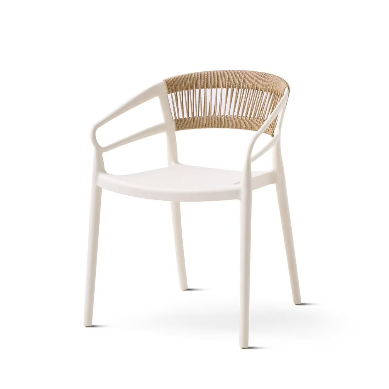 Wholesale Stackable Plastic Outdoor Armchair with Woven Webbing for Patio & Cafe