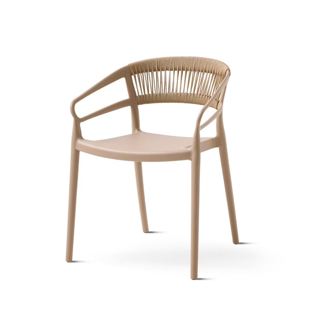 Wholesale Stackable Plastic Outdoor Armchair with Woven Webbing for Patio & Cafe