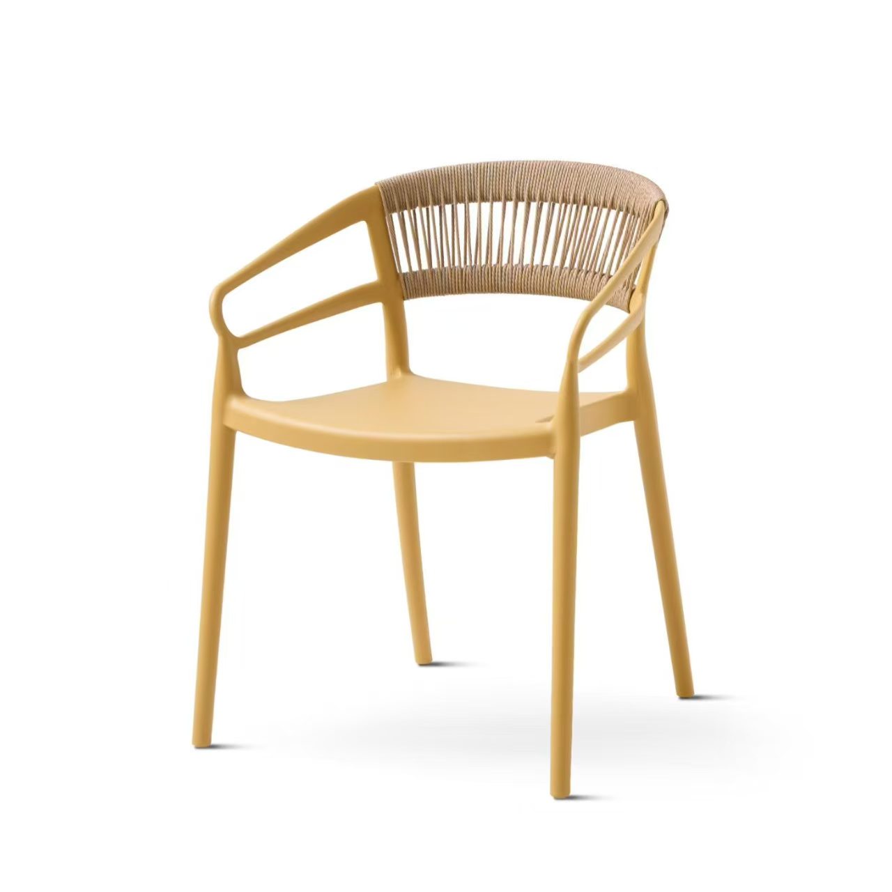 Wholesale Stackable Plastic Outdoor Armchair with Woven Webbing for Patio & Cafe