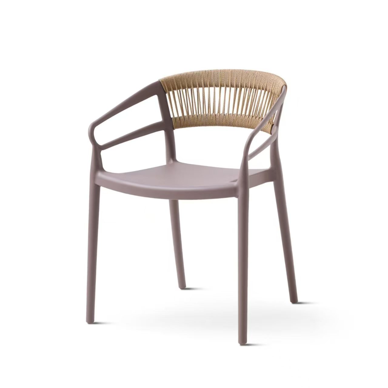 Wholesale Stackable Plastic Outdoor Armchair with Woven Webbing for Patio & Cafe