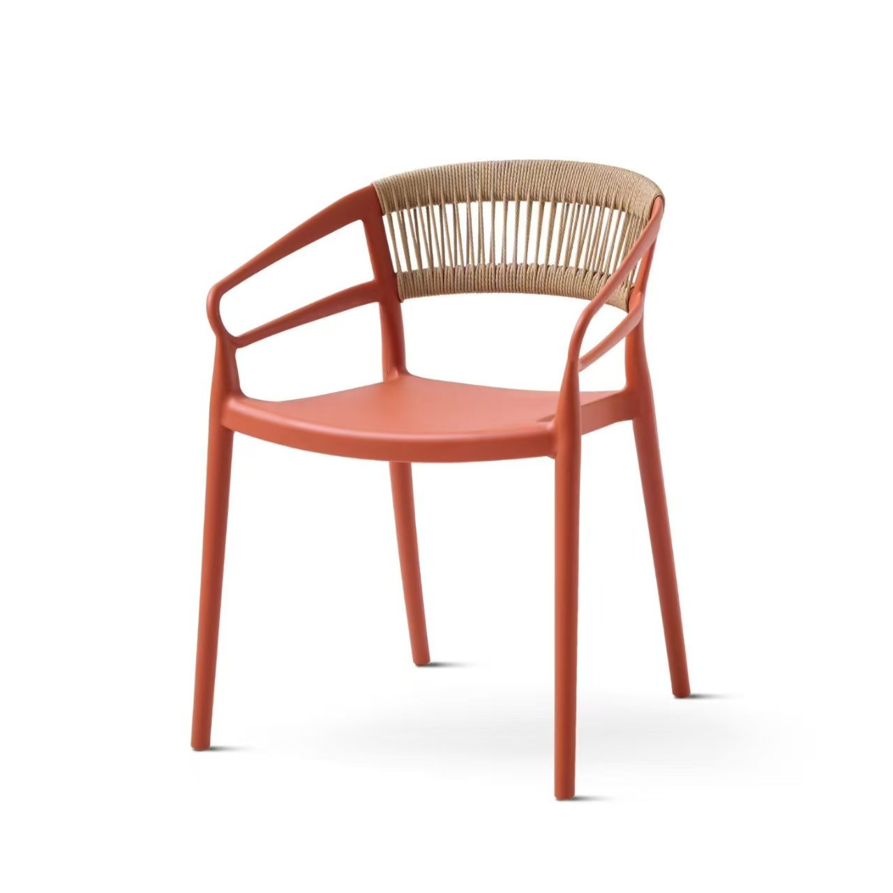 Wholesale Stackable Plastic Outdoor Armchair with Woven Webbing for Patio & Cafe