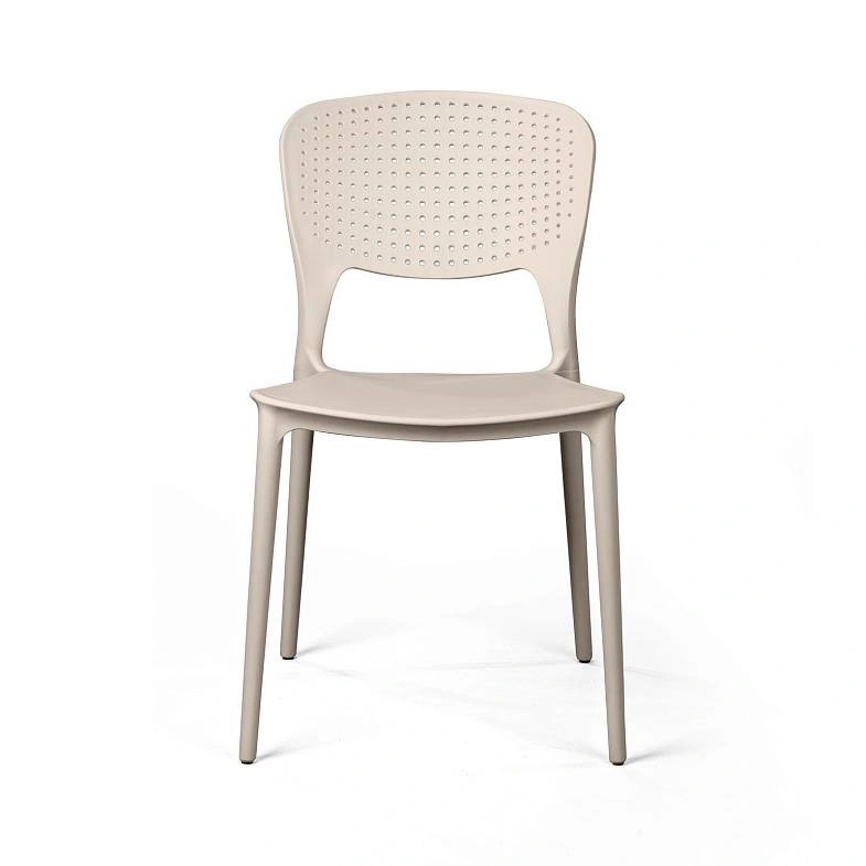 Breathable Hole-Punched PP Plastic Outdoor Dining Chair - Stackable Patio Side Chair for Restaurant, Cafe & Bistro