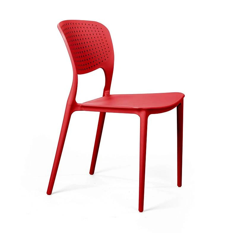 Breathable Hole-Punched PP Plastic Outdoor Dining Chair - Stackable Patio Side Chair for Restaurant, Cafe & Bistro