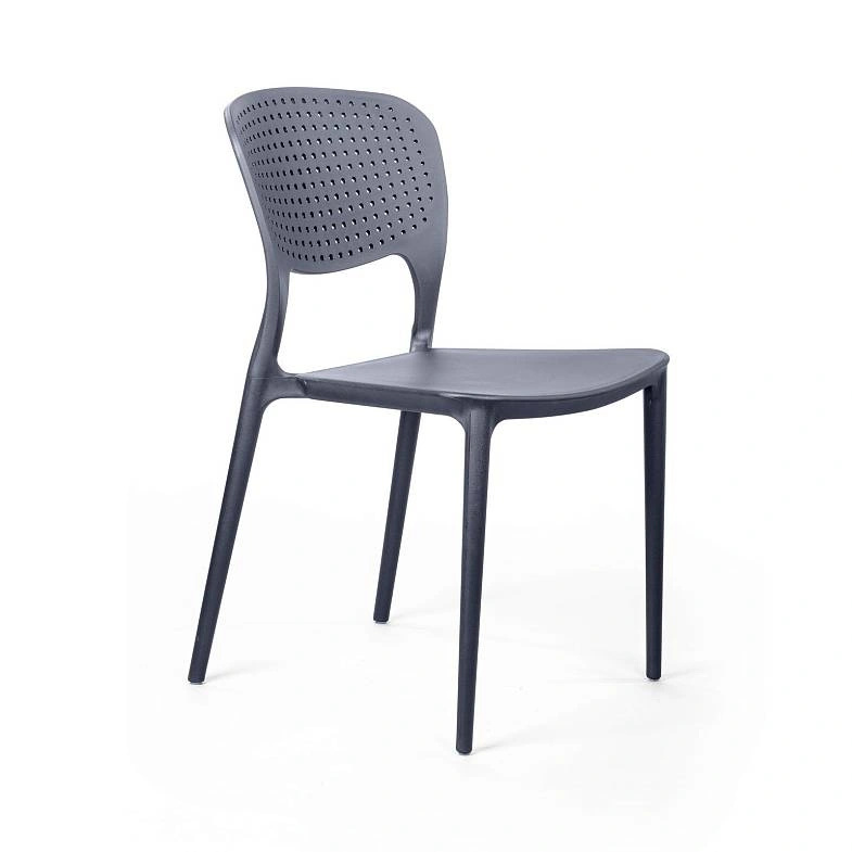 Breathable Hole-Punched PP Plastic Outdoor Dining Chair - Stackable Patio Side Chair for Restaurant, Cafe & Bistro