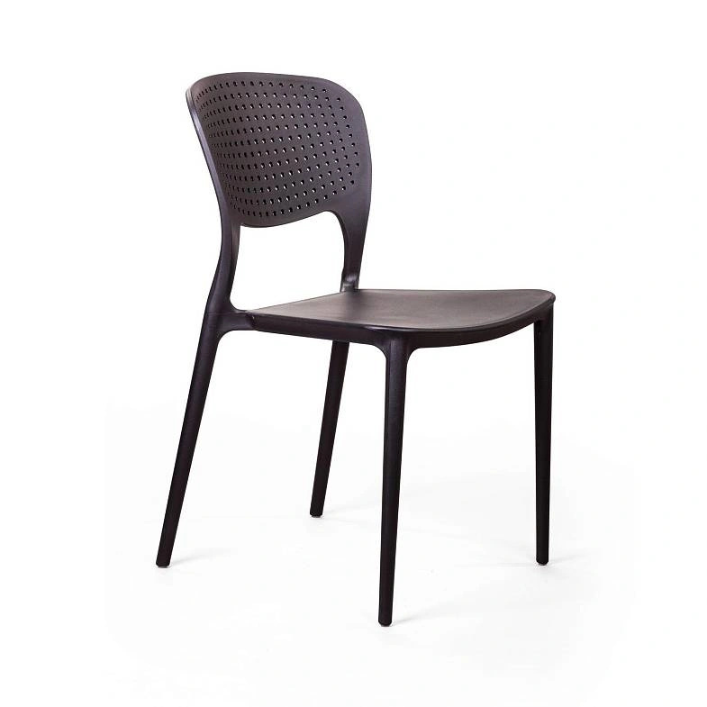 Breathable Hole-Punched PP Plastic Outdoor Dining Chair - Stackable Patio Side Chair for Restaurant, Cafe & Bistro