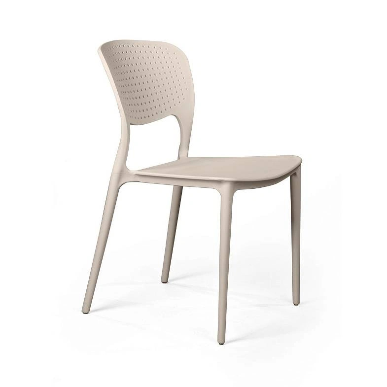 Breathable Hole-Punched PP Plastic Outdoor Dining Chair - Stackable Patio Side Chair for Restaurant, Cafe & Bistro