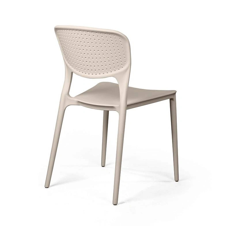 Breathable Hole-Punched PP Plastic Outdoor Dining Chair - Stackable Patio Side Chair for Restaurant, Cafe & Bistro