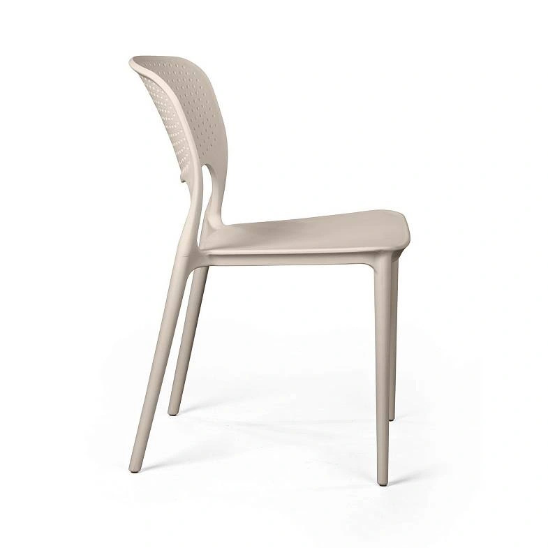 Breathable Hole-Punched PP Plastic Outdoor Dining Chair - Stackable Patio Side Chair for Restaurant, Cafe & Bistro