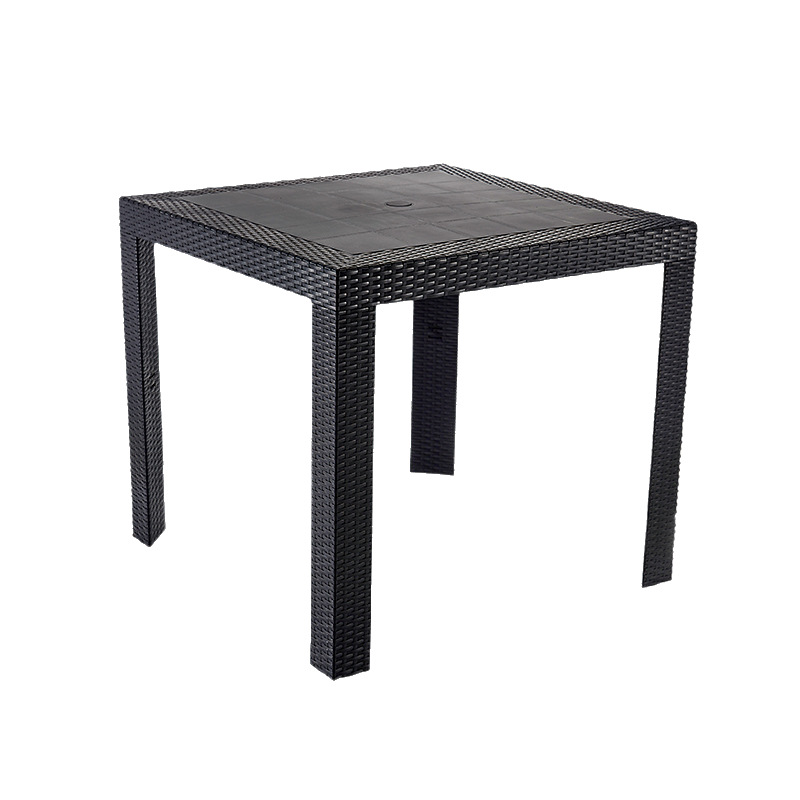 Rattan Style Plastic Outdoor Dining Table Waterproof Garden Patio Table