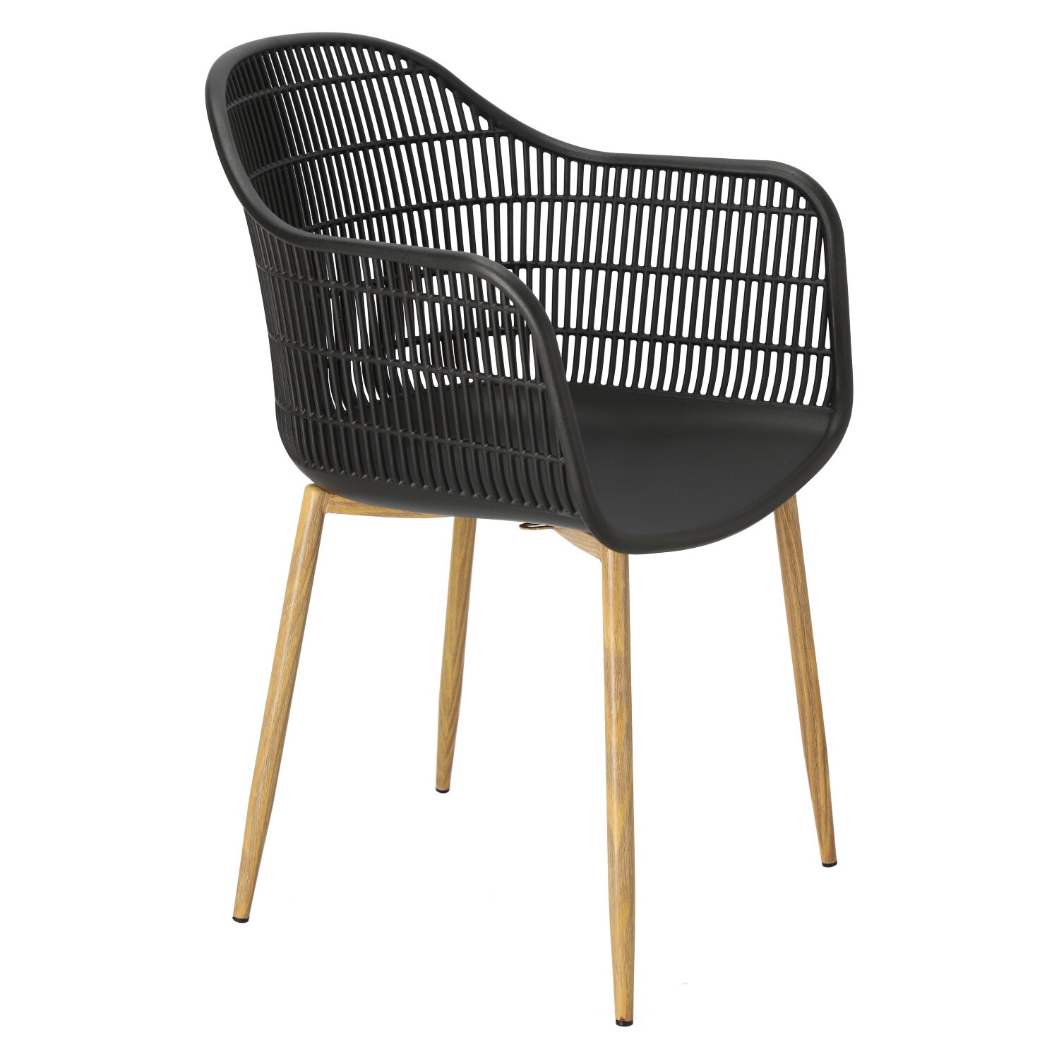 Black Plastic Armchair With Metal Feet-PP Chair