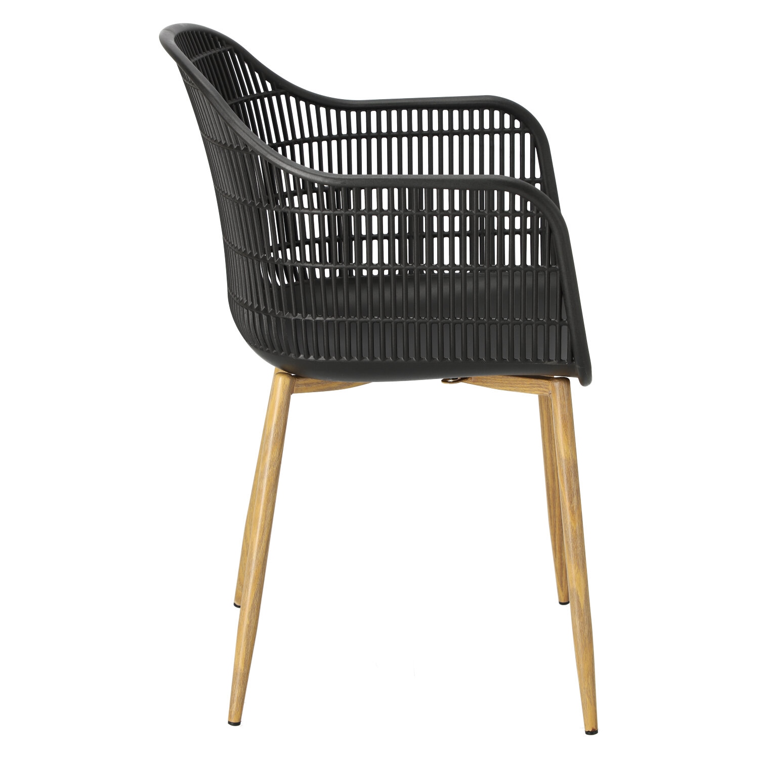 Black Plastic Armchair With Metal Feet-PP Chair