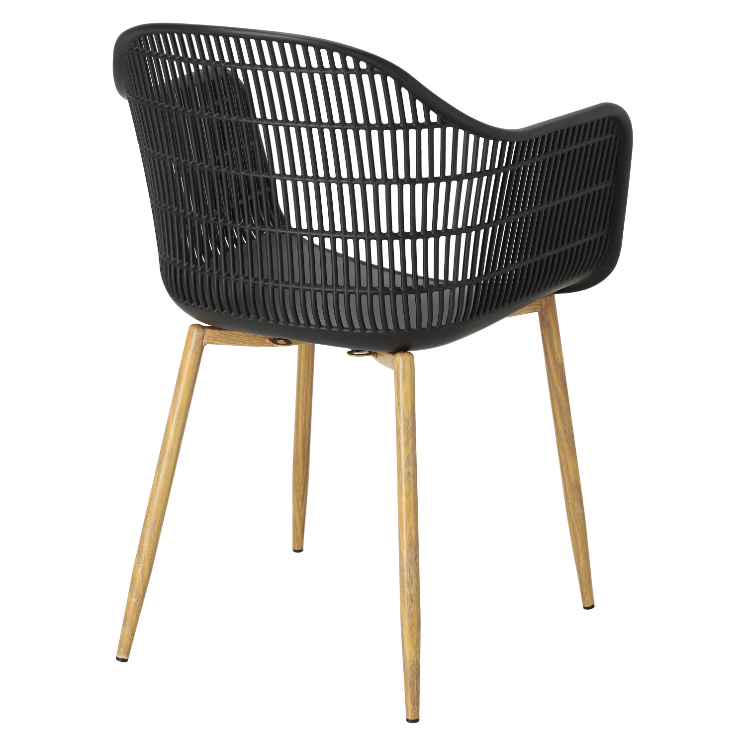 Black Plastic Armchair With Metal Feet-PP Chair