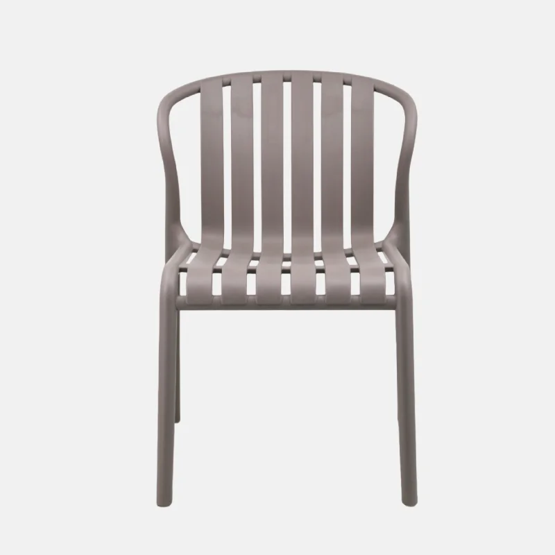 Warm Gray Stackable Plastic Dining Chair – Elegant & Space-Efficient Seating