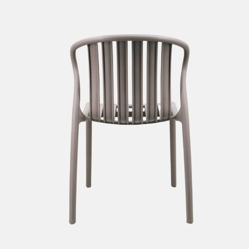Warm Gray Stackable Plastic Dining Chair – Elegant & Space-Efficient Seating