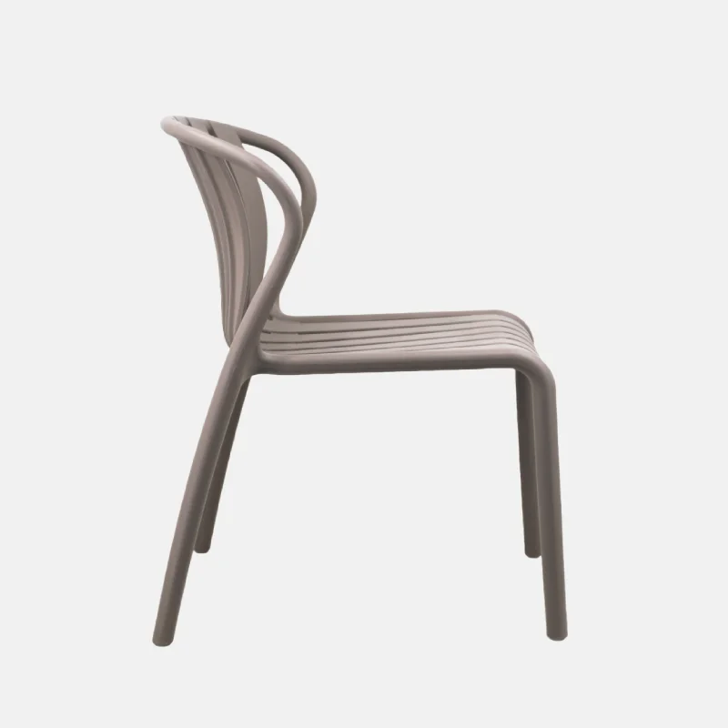 Warm Gray Stackable Plastic Dining Chair – Elegant & Space-Efficient Seating