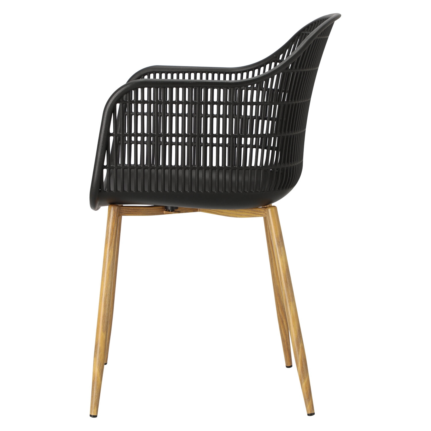 Black Plastic Armchair With Metal Feet-PP Chair