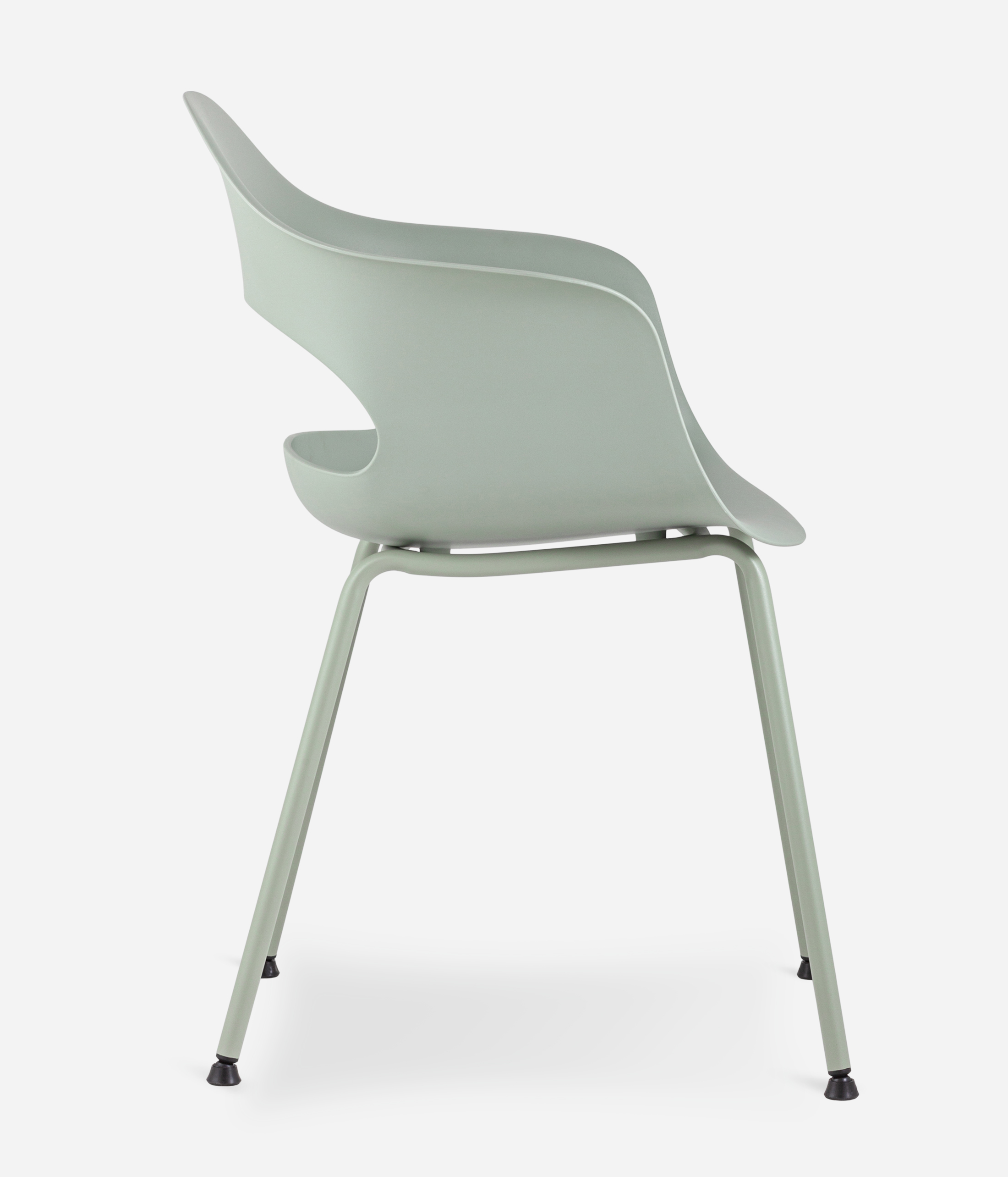 Mint Green Polypropylene Armchair with Spray-Finished Metal Base