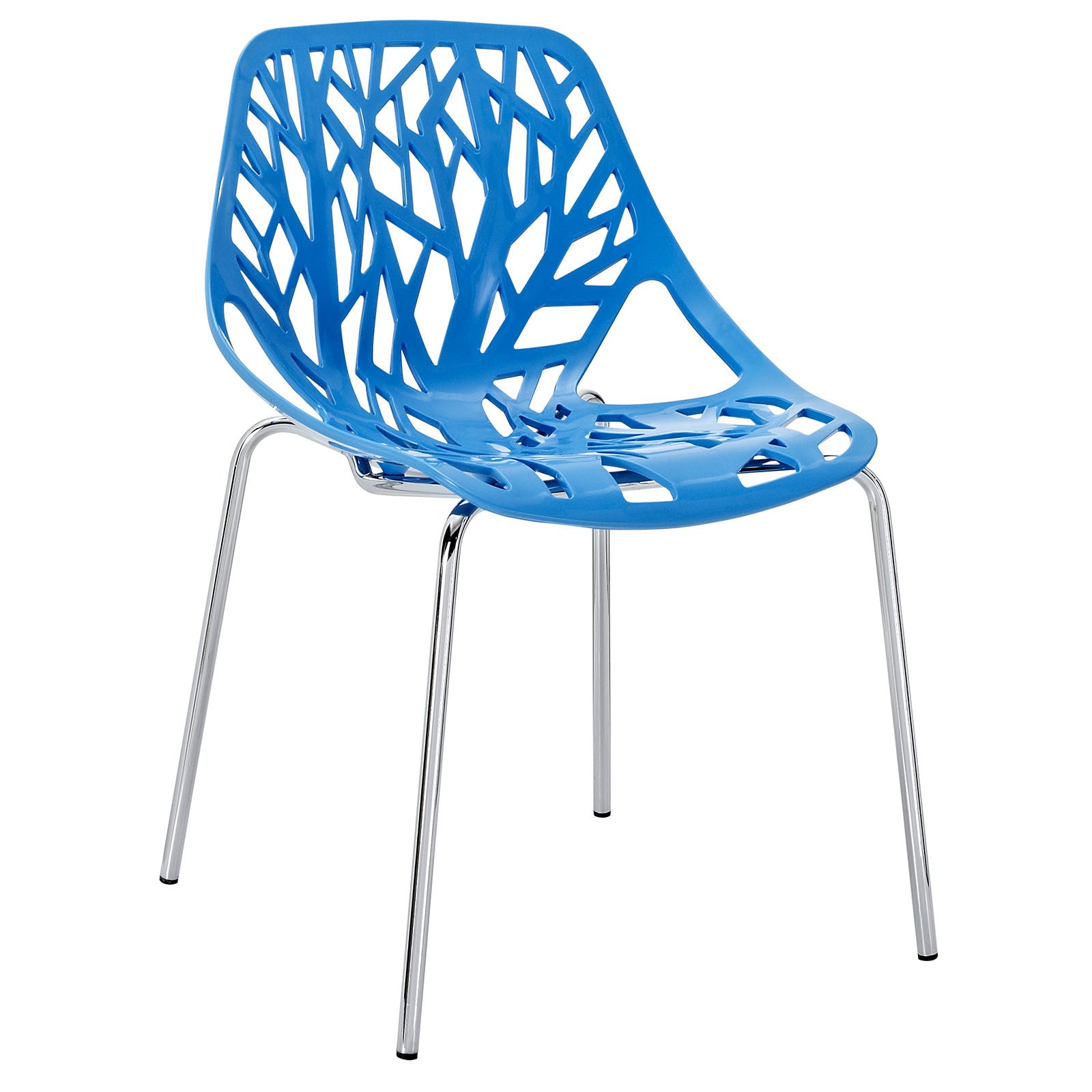 Blue Plastic Chair With Chromed Metal Legs-PP Chair