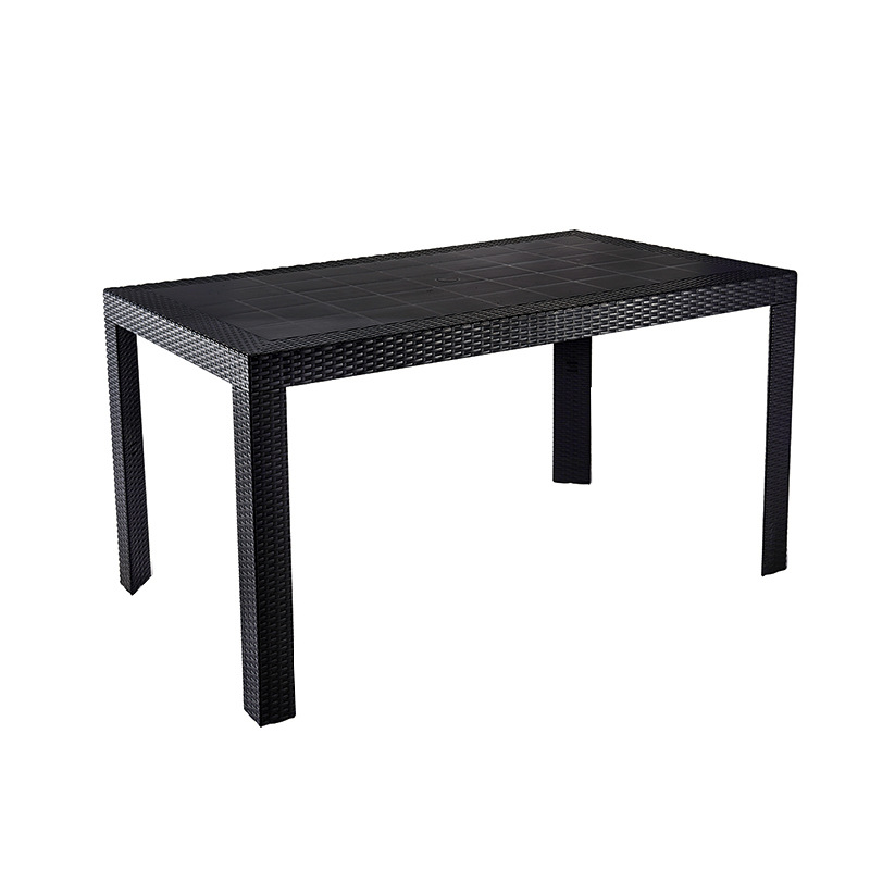 Rattan Style Plastic Outdoor Dining Table Large Rectangular Patio Table