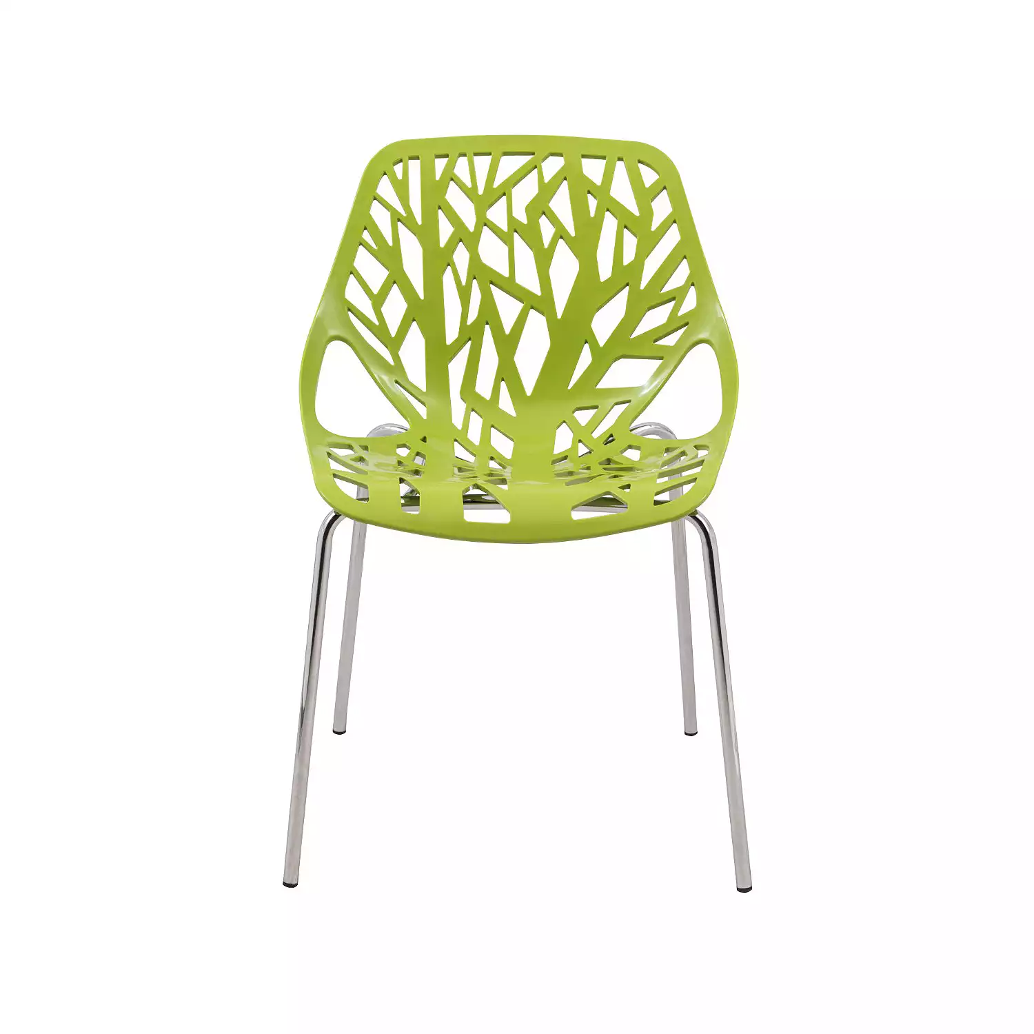 Green Plastic Chair With Chromed Metal Legs-PP Chair