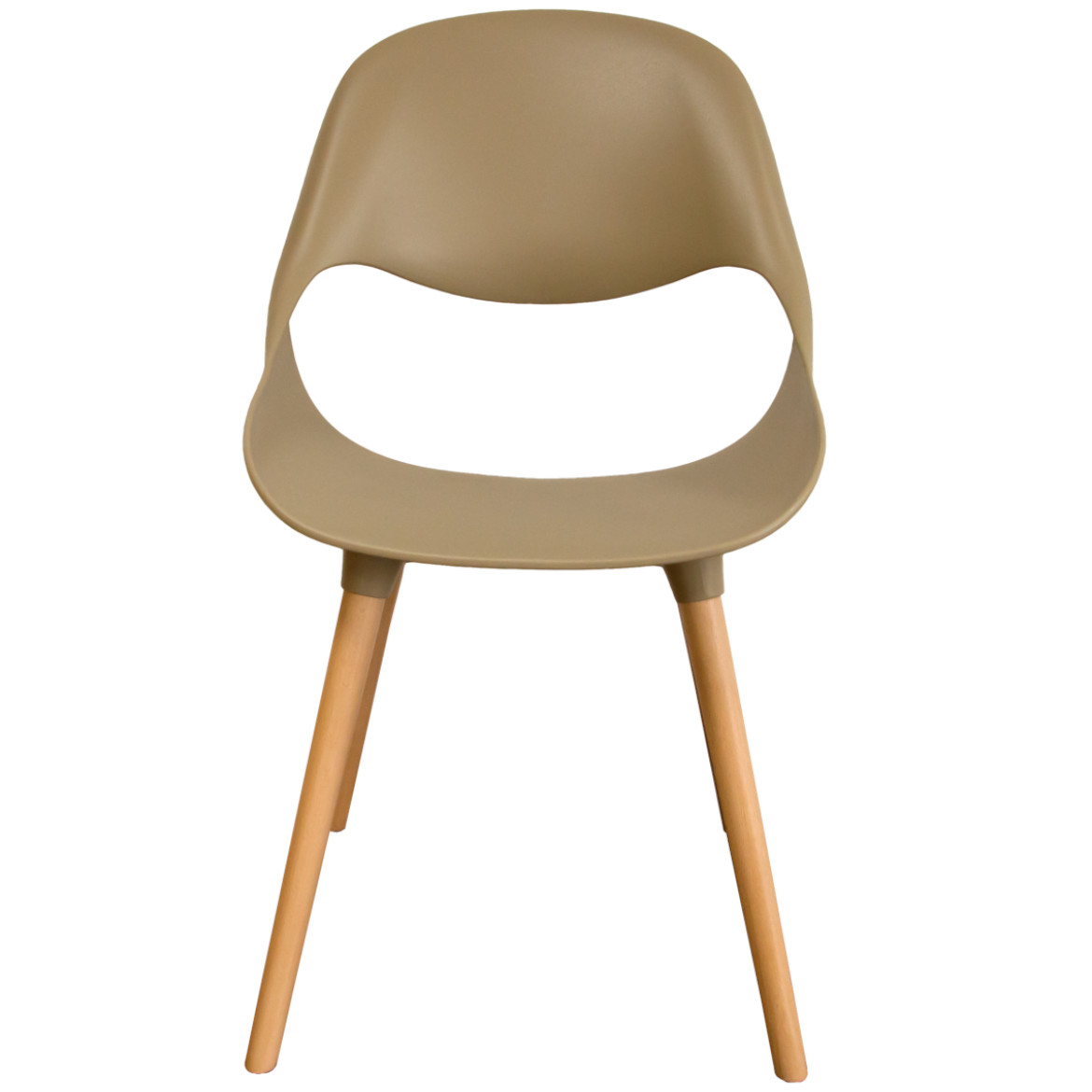 Ergonomic Brown Plastic Kitchen Chair With Wood Feet-PP Chair