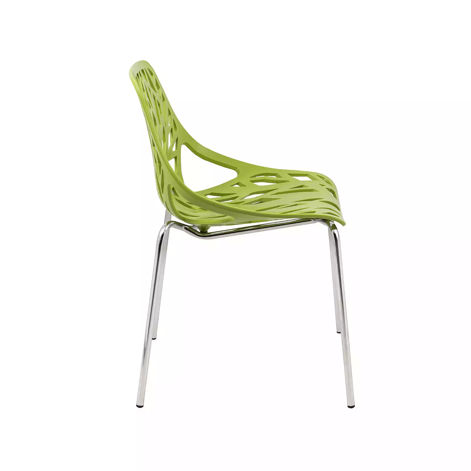 Green Plastic Chair With Chromed Metal Legs-PP Chair