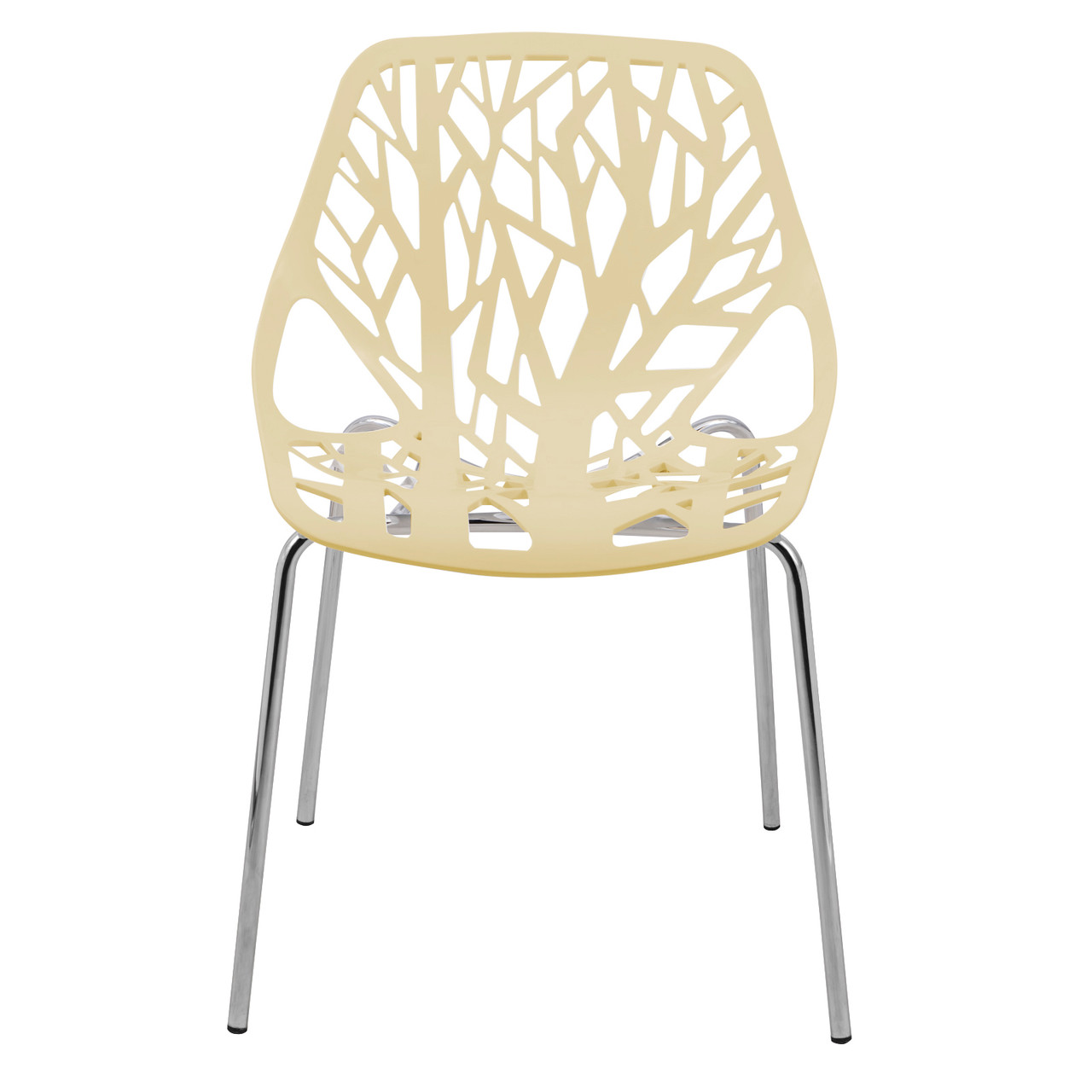 Beige Plastic Chair With Chromed Metal Legs-PP Chair